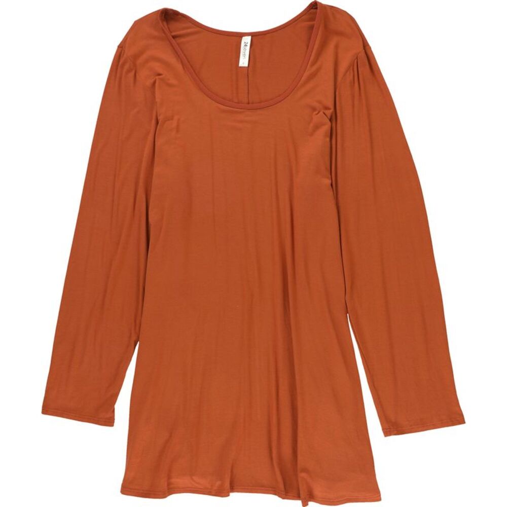 24seven Womens Solid A-line Dress, Brown, Plus Size, 3X, DM